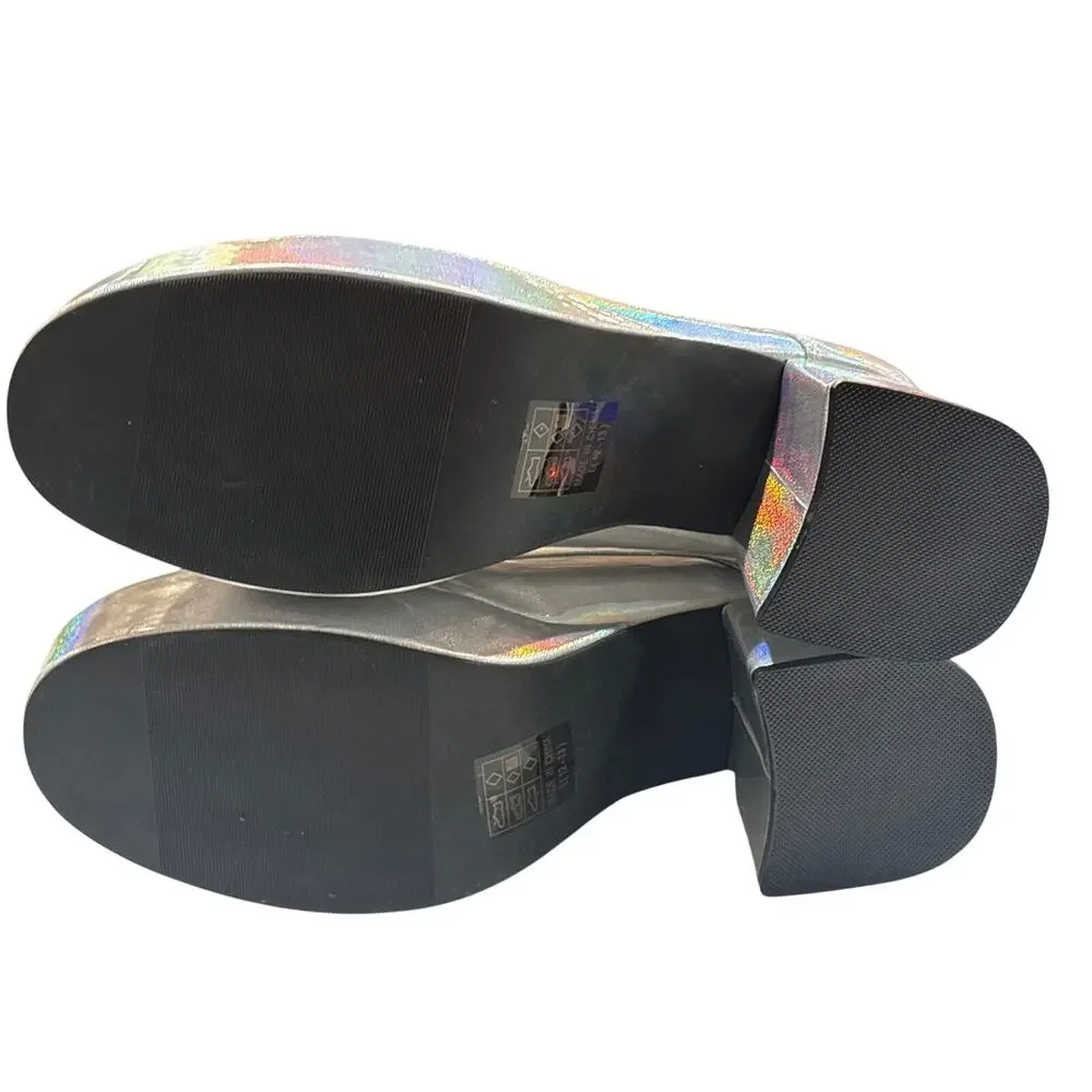 Ellie Shoes 1031-Pimp Silver Hologram Platform Shoes 12/13